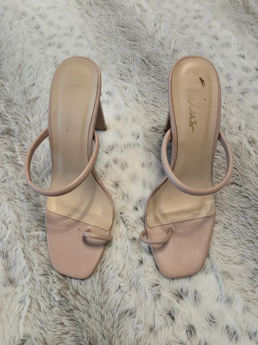 Blush Pink Strappy High Heel Mules 7.5 - Picture 5 of 7